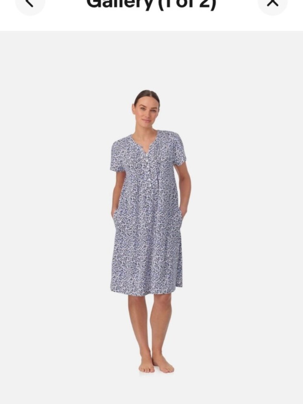 ARIA short sleeve hachi split neck henley nightgown Size 3X EUC